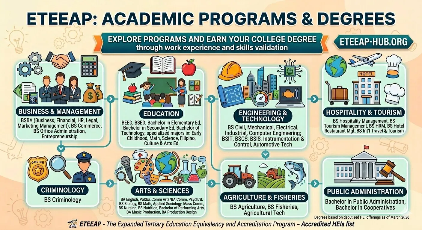 Available Programs Under ETEEAP: Turning Work Experience Into a College Degree