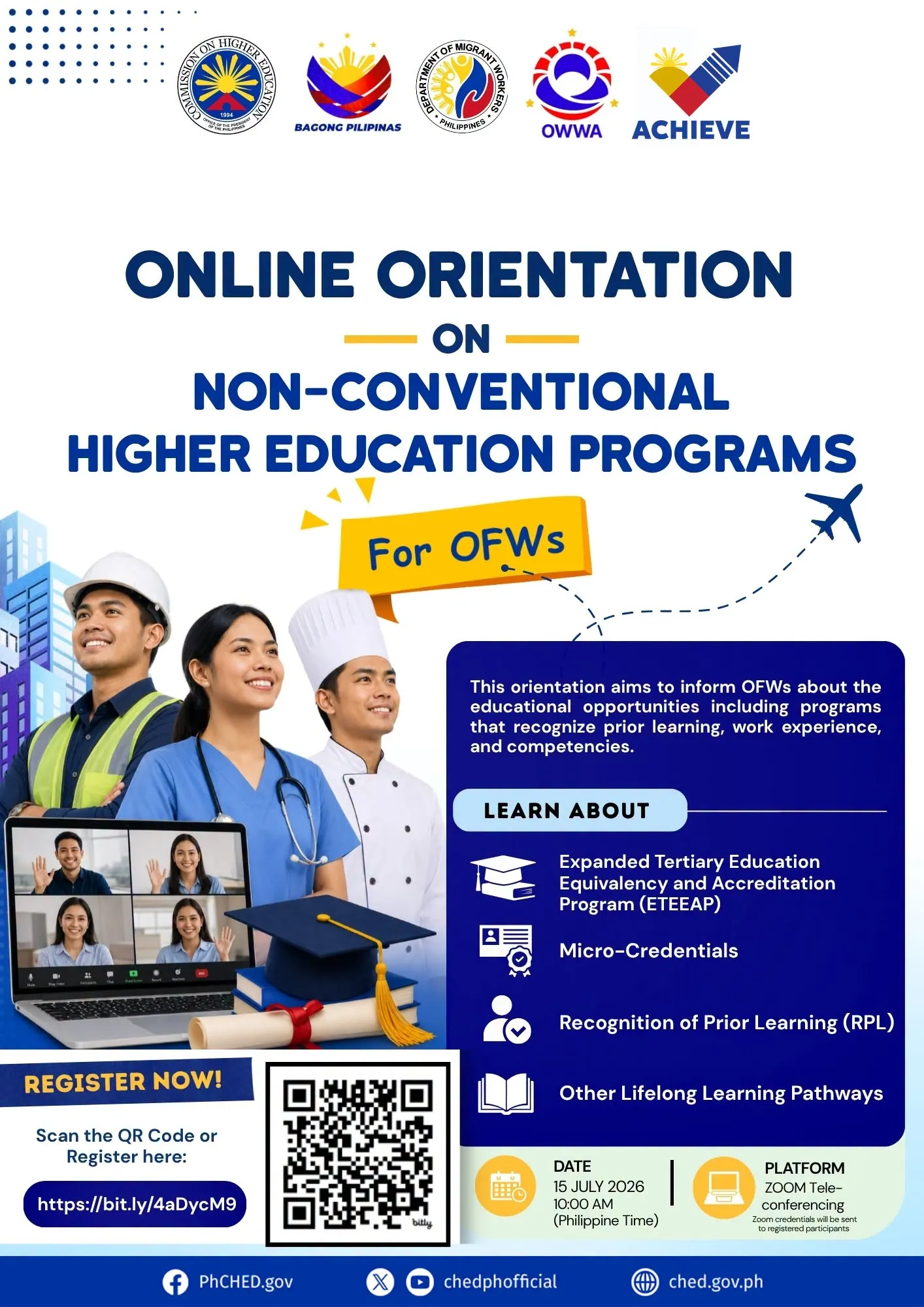CHED and DMW Hold Online Orientation on Non-Conventional Higher Education for OFWs