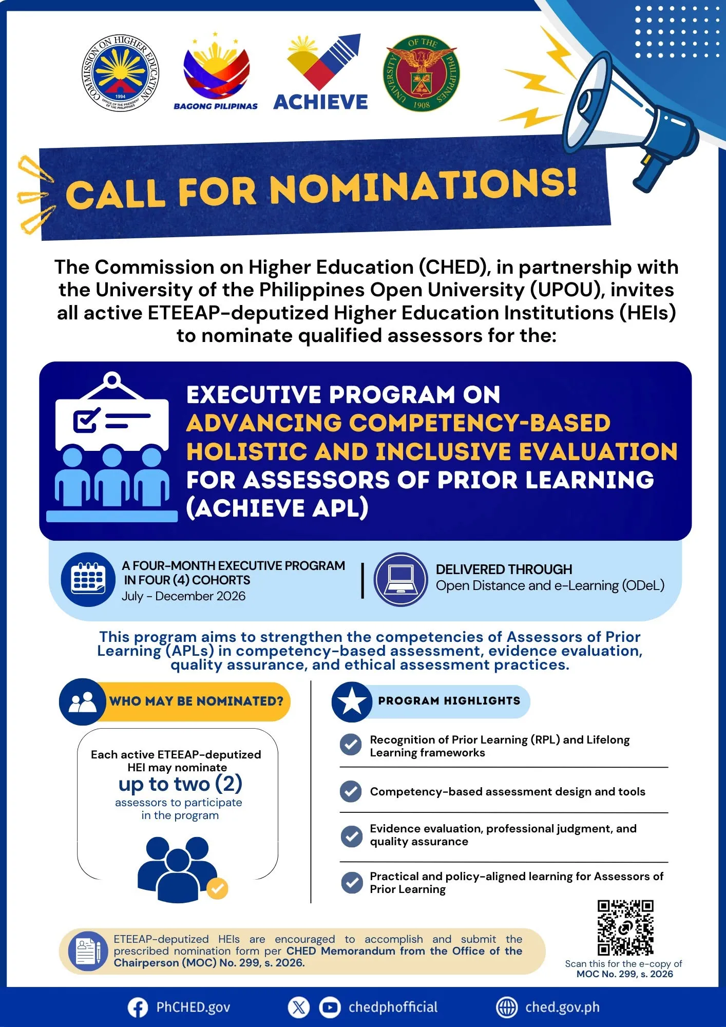 CHED and UPOU ACHIEVE APL Executive Program for ETEEAP Assessors